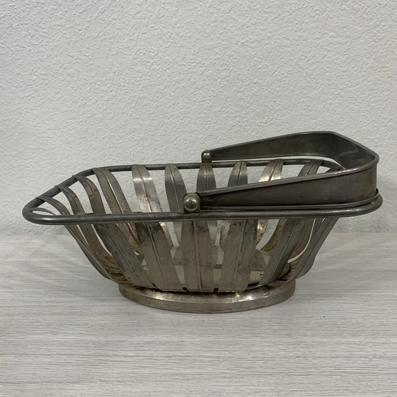 Vintage Metal Wire Basket Holder Handle Sunburst Design Tabletop Decor Storage - Picture 7 of 7